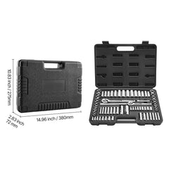 Socket Set, 69 Pieces, 9.5 & 6.4 mm Drive Socket and Ratchet Set, SAE and Metric, Deep and Standard, Mechanic Tool Kit with Accessories and Storage Case, CR-V Alloy Steel, for Auto Repair