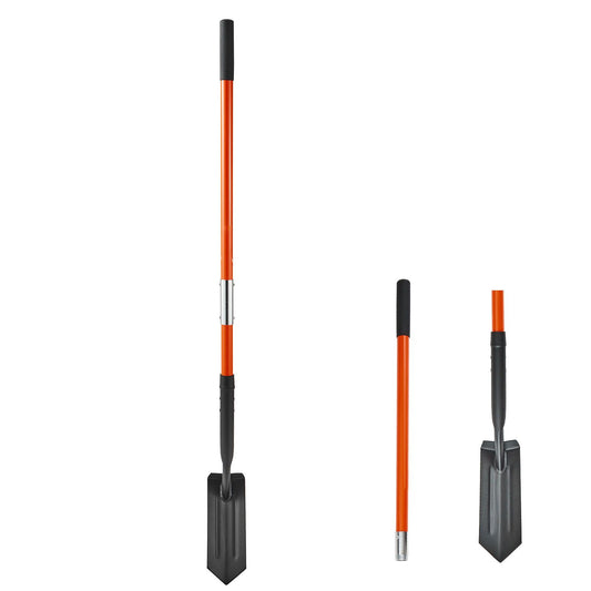Trench Shovel, 10.4 cm Blade Heavy-Duty Trenching Shovel, Narrow Spade Trench Digger with Fiberglass Handle and Non-Slip Grip, for Gardening, Digging Holes, Trenching, and Planting, 142.5 cm