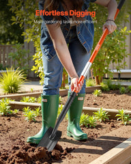 Trench Shovel, 10.4 cm Blade Heavy-Duty Trenching Shovel, Narrow Spade Trench Digger with Fiberglass Handle and Non-Slip Grip, for Gardening, Digging Holes, Trenching, and Planting, 142.5 cm