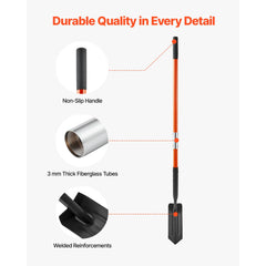 Trench Shovel, 10.4 cm Blade Heavy-Duty Trenching Shovel, Narrow Spade Trench Digger with Fiberglass Handle and Non-Slip Grip, for Gardening, Digging Holes, Trenching, and Planting, 142.5 cm
