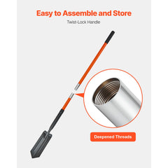 Trench Shovel, 10.4 cm Blade Heavy-Duty Trenching Shovel, Narrow Spade Trench Digger with Fiberglass Handle and Non-Slip Grip, for Gardening, Digging Holes, Trenching, and Planting, 142.5 cm