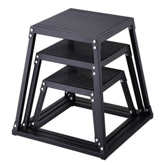 Plyometric Jump Boxes, 12/18/24 Inch Plyo Box, Platform and Jumping Agility Box, Anti-Slip Fitness Exercise Step Up Box Set for Home Gym Training, Conditioning Strength Training, Black