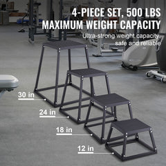 Plyometric Jump Boxes, 12/18/24/30 Inch Plyo Box, Platform and Jumping Agility Box, Anti-Slip Fitness Exercise Step Up Box Set for Home Gym Training, Conditioning Strength Training, Black