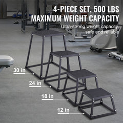 Plyometric Jump Boxes, 12/18/24/30 Inch Plyo Box, Platform and Jumping Agility Box, Anti-Slip Fitness Exercise Step Up Box Set for Home Gym Training, Conditioning Strength Training, Black