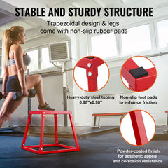 Plyometric Jump Boxes, 12/18/24 Inch Plyo Box, Platform and Jumping Agility Box, Anti-Slip Fitness Exercise Step Up Box Set for Home Gym Training, Conditioning Strength Training, Red