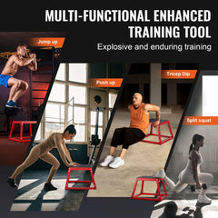 Plyometric Jump Box, 12 Inch Plyo Box, Steel Plyometric Platform and Jumping Agility Box, Anti-Slip Fitness Exercise Step Up Box for Home Gym Training, Conditioning Strength Training, Red