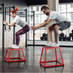 Plyometric Jump Box, 12 Inch Plyo Box, Steel Plyometric Platform and Jumping Agility Box, Anti-Slip Fitness Exercise Step Up Box for Home Gym Training, Conditioning Strength Training, Red