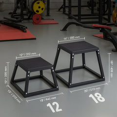 Plyometric Jump Box, 18 Inch Plyo Box, Steel Plyometric Platform and Jumping Agility Box, Anti-Slip Fitness Exercise Step Up Box for Home Gym Training, Conditioning Strength Training, Black