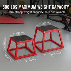 Plyometric Jump Box, 18 Inch Plyo Box, Steel Plyometric Platform and Jumping Agility Box, Anti-Slip Fitness Exercise Step Up Box for Home Gym Training, Conditioning Strength Training, Red