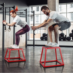 Plyometric Jump Box, 18 Inch Plyo Box, Steel Plyometric Platform and Jumping Agility Box, Anti-Slip Fitness Exercise Step Up Box for Home Gym Training, Conditioning Strength Training, Red