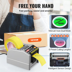 Automatic Tape Dispenser, Self-Adhesive Electric Tape Cutter, 25 W Packaging Machine, Tape Cutter, 6-60 mm Tape Width, Electric Tape Cutter Packaging Machine