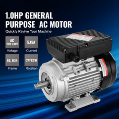 2.2KW Electric Motor 2800 rpm, AC 220~240V 13.8A, 90L, B3 Frame, Air Compressor Motor Single Phase, 24mm Keyed Shaft, CW/CCW Rotation for Agricultural Machinery and General Equipment