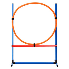 Dog Agility Training Equipment, 4 PCS Set with Adjustable High Hurdles,6 Weave Poles,Jump Ring,Square Pause Box,Whistle,Foldable Bowl, Puppy Obstacle Course Kit for Backyard, Indoor, Outdoor