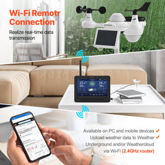 7-in-1 Wi-Fi Weather Station 177.8 mm TFT Display Wireless Outdoor Sensor