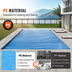 Solar Pool Cover, 24 x 12 ft Rectangle Solar Blanket for Pools, Inground Above Ground Swimming Pool Solar Cover, 12 mil Solar Covers Blue