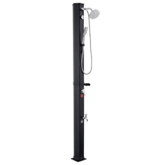 40L Solar Heated Shower, 205cm Showerhead Height Outdoor Shower, with Handheld & Foot Faucet, Hot & Cold Water Adjustment, Freestanding for Backyard Poolside Beach Pool, Black