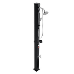 40L Solar Heated Shower, 205cm Showerhead Height Outdoor Shower, with Handheld & Foot Faucet, Hot & Cold Water Adjustment, Freestanding for Backyard Poolside Beach Pool, Black