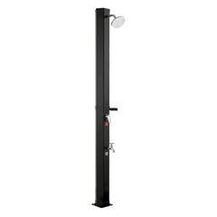 35L Solar Heated Shower, 195cm Showerhead Height Outdoor Shower, with Foot Faucet & Soap Box Rack, Hot & Cold Water Adjustment, Freestanding for Backyard Poolside Beach Pool,Black