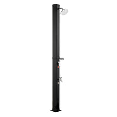 35L Solar Heated Shower, 195cm Showerhead Height Outdoor Shower, with Foot Faucet & Soap Box Rack, Hot & Cold Water Adjustment, Freestanding for Backyard Poolside Beach Pool,Black