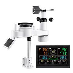 7-in-1 Wi-Fi Weather Station with APP, 190.5 mm VA Display, Wireless Solar Powered Outdoor Sensor, Rain Gauge, Indoor Outdoor for Weather Forecast, Wind Speed, Temperature, Humidity, Rainfall