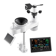 7-in-1 Wi-Fi Weather Station with APP, 190.5 mm VA Display, Wireless Solar Powered Outdoor Sensor, Rain Gauge, Indoor Outdoor for Weather Forecast, Wind Speed, Temperature, Humidity, Rainfall