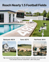 7-in-1 Wi-Fi Weather Station with APP, 190.5 mm Display, Wireless Solar Powered Outdoor Sensor, with Pool Thermometer, Rain Gauge, Indoor Outdoor for Weather Forecast Wind Speed Pool Temperature