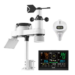 7-in-1 Wi-Fi Weather Station with APP, 190.5 mm Display, Wireless Solar Powered Outdoor Sensor, with Pool Thermometer, Rain Gauge, Indoor Outdoor for Weather Forecast Wind Speed Pool Temperature
