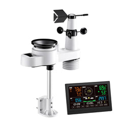 5-in-1 Wireless Weather Station, 190.5 mm VA Display, Solar Powered Outdoor Sensor, Rain Gauge, Indoor Outdoor for Weather Forecast, Temperature, Humidity, Wind Speed and Direction (No WiFi)
