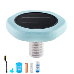 Solar Pool Ionizer, Hexagon Copper Pool Ionizer Up to 170343 L, Floating Automatic Water Cleaner and Purifier, Chlorine Free Water, with Copper Anode, Spring, Brush and Filter for Pools & Spas