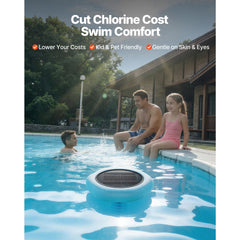 Solar Pool Ionizer, Hexagon Copper Pool Ionizer Up to 170343 L, Floating Automatic Water Cleaner and Purifier, Chlorine Free Water, with Copper Anode, Spring, Brush and Filter for Pools & Spas