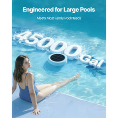 Solar Pool Ionizer, Hexagon Copper Pool Ionizer Up to 170343 L, Floating Automatic Water Cleaner and Purifier, Chlorine Free Water, with Copper Anode, Spring, Brush and Filter for Pools & Spas