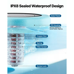Solar Pool Ionizer, Hexagon Copper Pool Ionizer Up to 170343 L, Floating Automatic Water Cleaner and Purifier, Chlorine Free Water, with Copper Anode, Spring, Brush and Filter for Pools & Spas