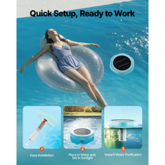 Solar Pool Ionizer, Hexagon Copper Pool Ionizer Up to 170343 L, Floating Automatic Water Cleaner and Purifier, Chlorine Free Water, with Copper Anode, Spring, Brush and Filter for Pools & Spas