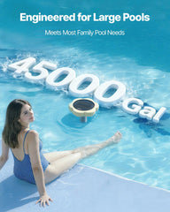 Solar Pool Ionizer, Petal Copper Pool Ionizer Up to 170343 L, Floating Automatic Water Cleaner and Purifier, Chlorine Free Water, with Copper Anode, Spring, Brush and Filter for Pools & Spas