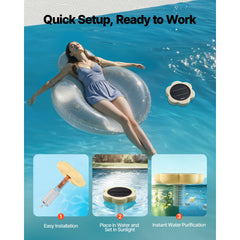 Solar Pool Ionizer, Petal Copper Pool Ionizer Up to 170343 L, Floating Automatic Water Cleaner and Purifier, Chlorine Free Water, with Copper Anode, Spring, Brush and Filter for Pools & Spas
