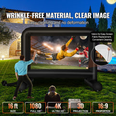 Inflatable Movie Screen, 16 FT Inflatable Projector Screen for Outside with Blower and Carrying Bag, Front/Rear Projection, Oxford Fabric Blow Up Screen for Outdoor Parties Backyard Movie Night