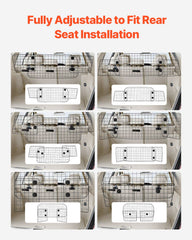 Dog Car Barrier, 96.5-168.5cm Adjustable Car Divider for Trunk Cargo Area, Universal-Fit Back Seat Heavy-Duty Wire Mesh Dogs Separator Guard Net, Vehicle Pet Barrier for Sedans, Trucks and SUVs