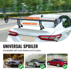 Universal Rear Spoiler GT Style Adjustable Trunk Wing Car Racing 43.3''