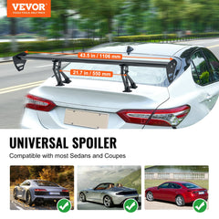 Universal Rear Spoiler GT Style Adjustable Trunk Wing Car Racing 43.3''