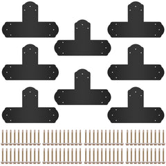 Black T Mending Plate T-shape 8 PCs 6" Flat Connector Post to Beam Bracket