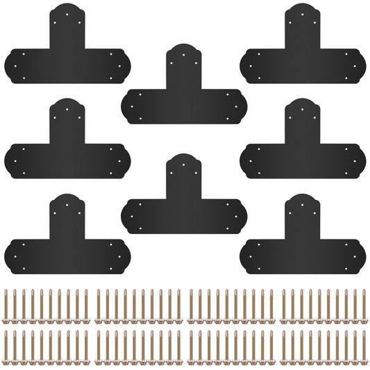 Black T Mending Plate T-shape 8 PCs 6" Flat Connector Post to Beam Bracket