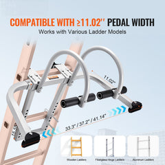 Ladder Stabilizer, 2 in 1 Extension Wall Ladder Standoff Hook, Roof Ridge Ladder Accessories Both Horizontally and Vertically, Heavy-duty Steel Rubber Grip T-Bar, Quick Access to Steep Roofs