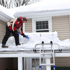 Ladder Stabilizer, 2 in 1 Extension Wall Ladder Standoff Hook, Roof Ridge Ladder Accessories Both Horizontally and Vertically, Heavy-duty Steel Rubber Grip T-Bar, Quick Access to Steep Roofs