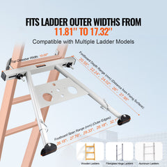 Ladder Stabilizer, Adjustable Feet Extension Ladder Standoff, Heavy Duty Wall Ladder Accessories for Roof Gutter, Easy to Use & Wide Adaptability & Anti-slip Rubber Feet, 330 lbs Weight Rating