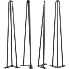 Hairpin Table Legs 24 inch Black Set of 4 Desk Legs Each 220lbs Capacity Hairpin Desk Legs 3 Rods for Bench Desk Dining End Table Chairs Carbon Steel DIY Table Legs Heavy Duty Furniture Legs