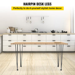 Hairpin Table Legs 24 inch Black Set of 4 Desk Legs Each 220lbs Capacity Hairpin Desk Legs 3 Rods for Bench Desk Dining End Table Chairs Carbon Steel DIY Table Legs Heavy Duty Furniture Legs