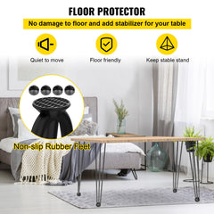 Hairpin Table Legs 24 inch Black Set of 4 Desk Legs Each 220lbs Capacity Hairpin Desk Legs 3 Rods for Bench Desk Dining End Table Chairs Carbon Steel DIY Table Legs Heavy Duty Furniture Legs