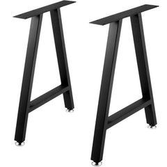 Metal Table Legs 28 x 17.7 inch A-Shaped Desk Legs Set of 2 Heavy Duty Bench Legs with Polyurethane Coating, Furniture Legs with Floor Protectors, Wrought Iron Coffee Table Legs for Home DIY Bla