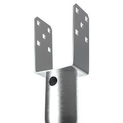 No Dig Ground Anchor, 1 Pack 10 x 7 x 70 cm DIY Screw in Post Stake, Includes 6 Lag Bolts & a Rebar, U-Shape Heavy Duty Steel Post Holder, Great for Mailbox Posts and Fence Posts