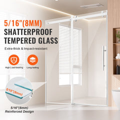 Frameless Shower Door 58-59" x 75" SGCC Tempered Glass 5/16" Chrome